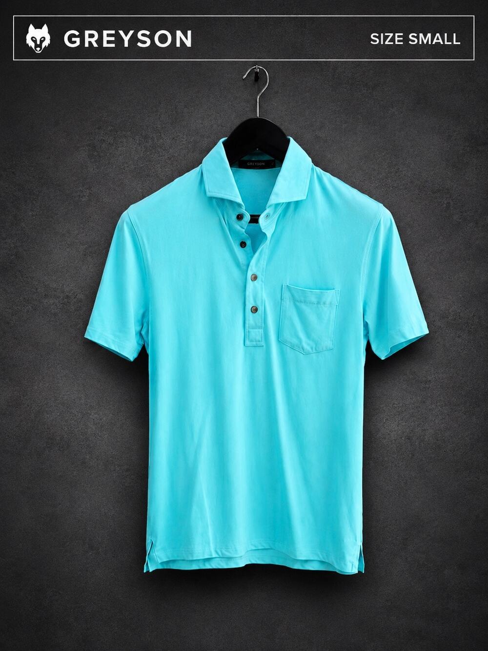 Greyson Mens S Aqua Blue Polo Shirt Pocket Short Sleeve NWOT